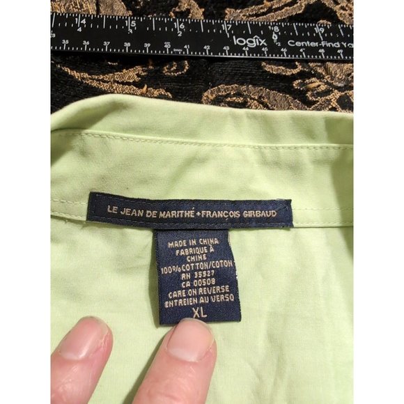 le jean de marithe francois girbaud Green Short Sleeve Button Shirt Size XL - Picture 5 of 6